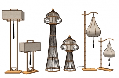 落地灯SU模型免费_落地灯SU模型库「每日更新」-集简空间 纺织品